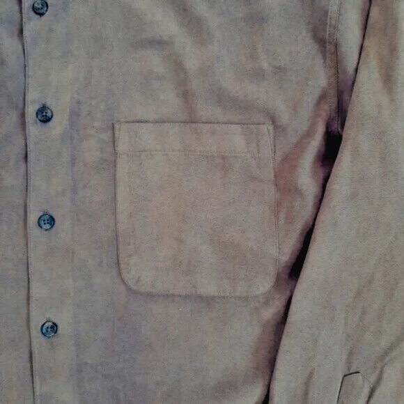 RON CHERESKIN Brown Micro Suede Dress Shirt SIZE  XL - Picture 2 of 5
